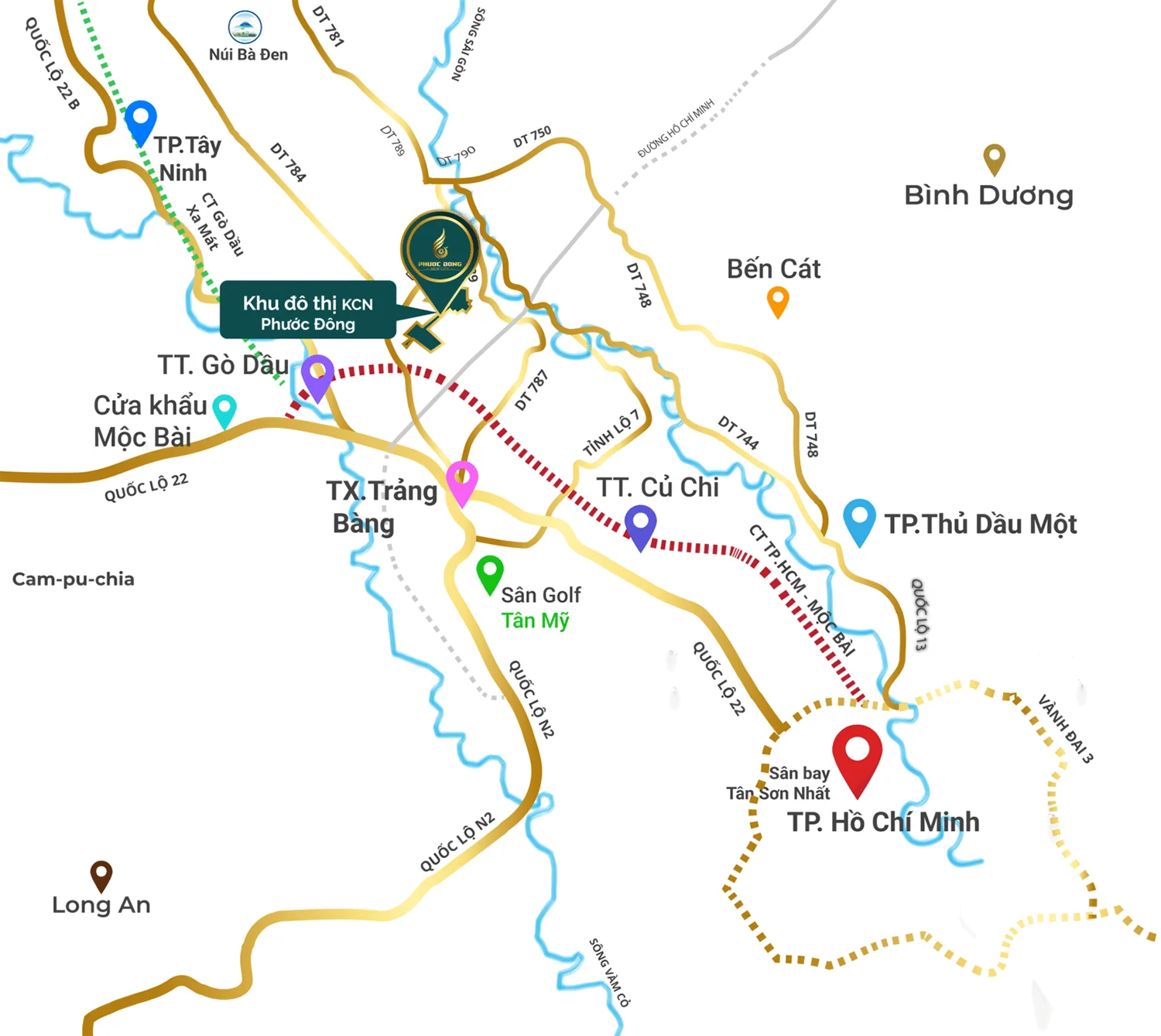 Vị trí dự án Phước Đông New City